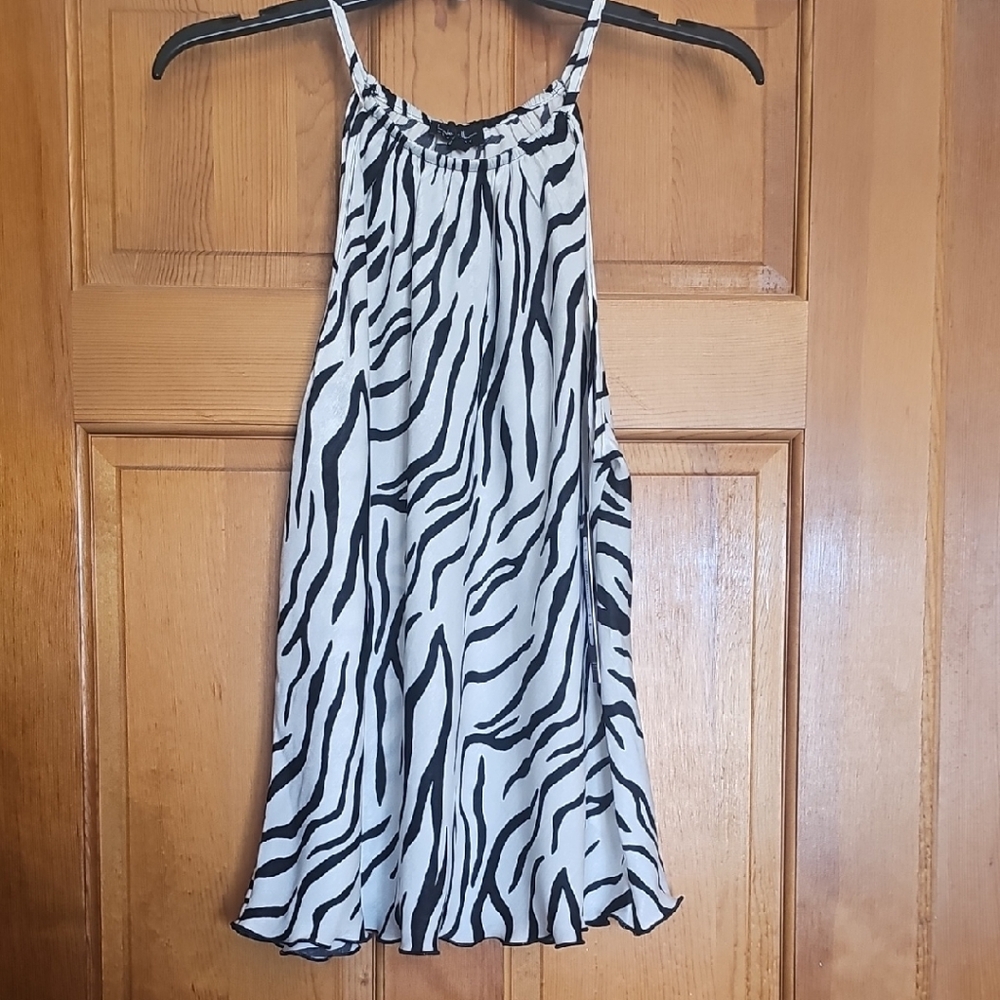 Nicole Miller Black & White Zebra Halter Top